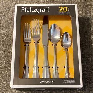 Pfaltzgraff Everyday Simplicity 20-Piece Stainless Steel Flatware Set Silverware